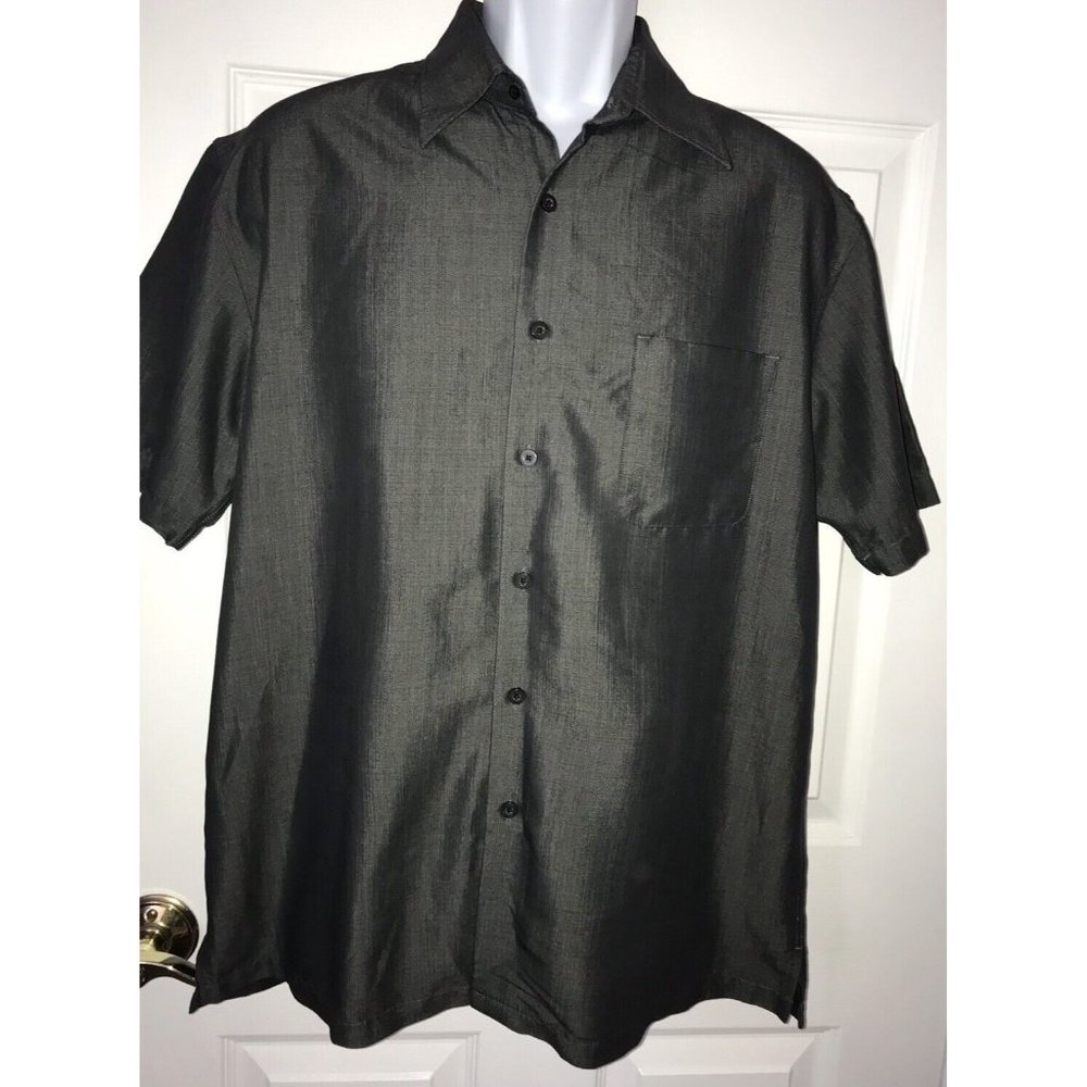 Joshua Tree Button Down Charcoal Gray S/S Men's Casual Shirt MEDIUM